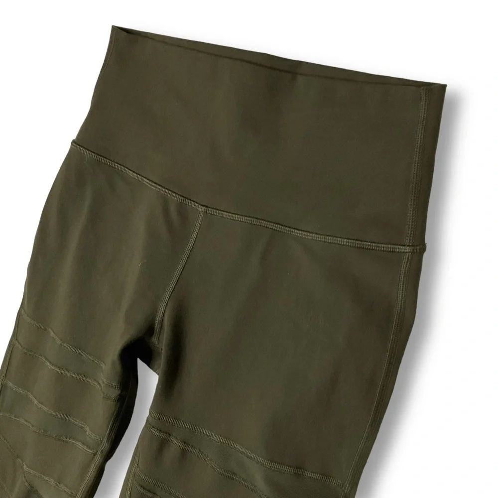Lululemon High Times Leggings Crop Tech Mesh Tights Olive Green Sz 6    88 - Picture 6 of 12